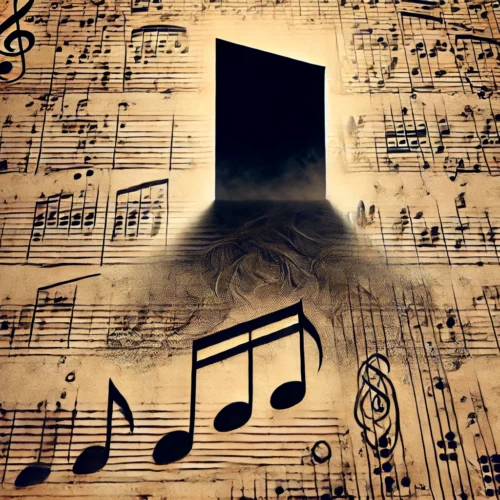 black rectangle on sheet music