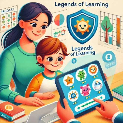 Legends of Learning login screen displayed on a tablet, highlighting secure access for kids and tools for parental monitoring. The image emphasizes Legends of Learning reviews and engaging educational games designed specifically for kids' safety and learning.